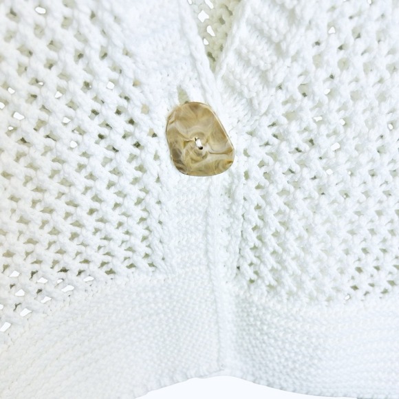 Soft Surroundings Sakari Cardigan Sweater 2X 24W White Open Knit Button Cropped - Picture 3 of 8